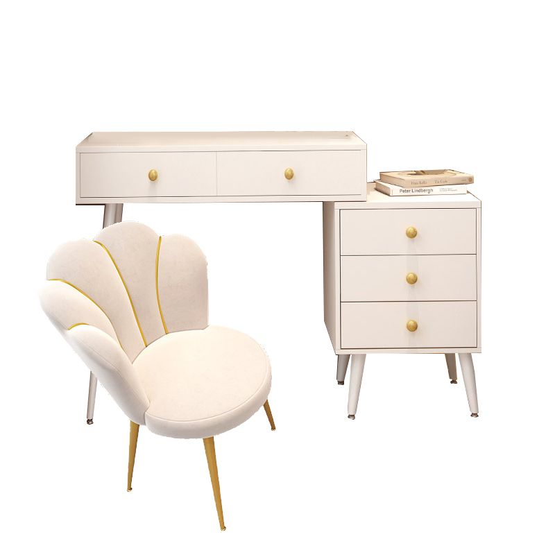 Modern White Solid Wood Makeup Vanity Desk Bedroom Vanity Dressing Table Set