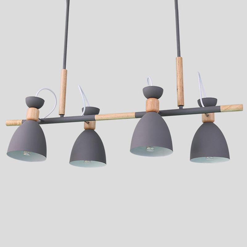 Adjustable Bell Metal Island Lighting Nordic 4 Lights Ceiling Hang Light for Dining Room