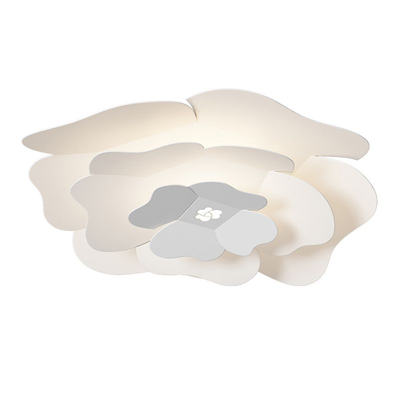 Modernism Flush Mount Flower-Shaped Ceiling Mounted Fixture in White for Bedroom