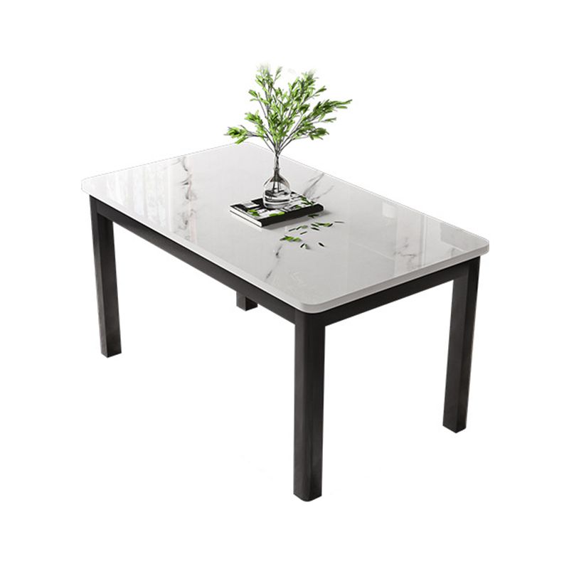 Modern Rectangular Glass Top Dining Table with White and Black 4 Foot