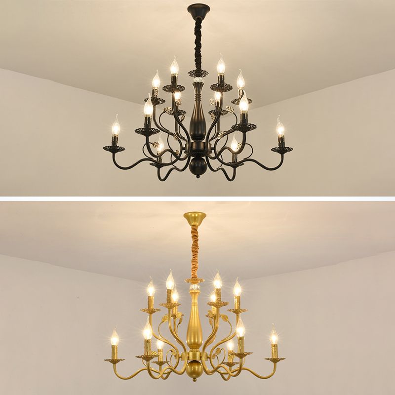 Curved Arm Metal Chandelier Light Fixtures Traditional Living Room Suspended Lighting Fixture