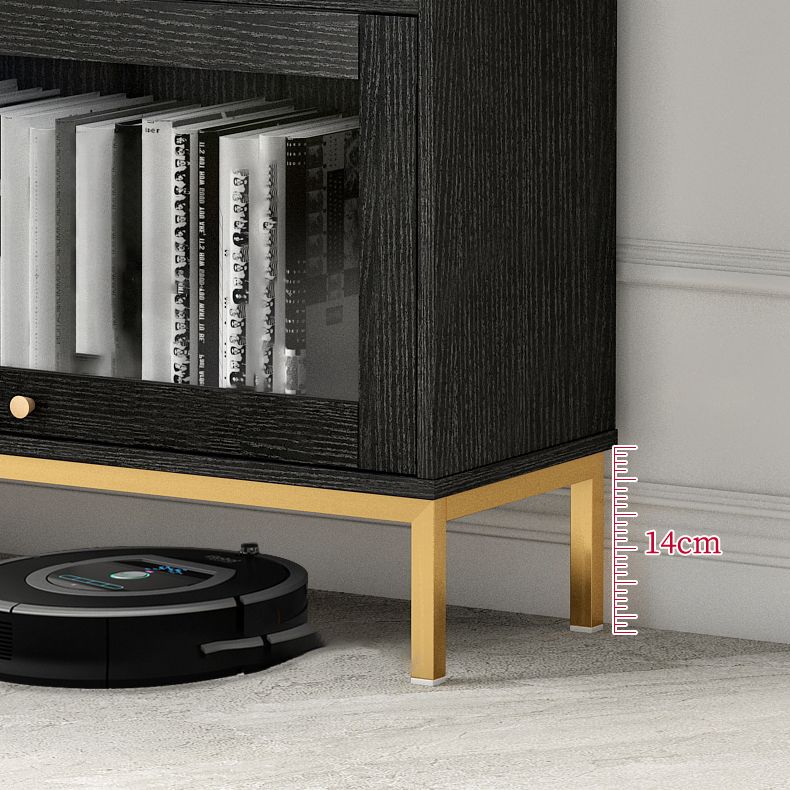 Glam Vertical Standard Bookcase Manufactured Wood Bookcase with Glass Doors