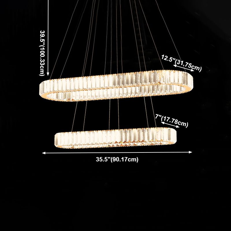 Island Contemporary Light Pendante de l'île en cristal en forme d'ovale pour la cuisine