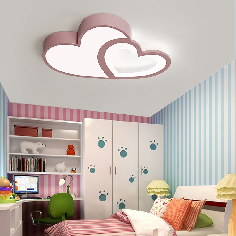 2-Loving Heart plafondmontage licht Macaron Loft acryl LED-plafondlamp voor de kleuterschool