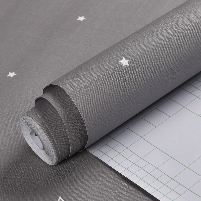 Plain Color Simple Star 33'L x 20.5"W Self-Adhesive Decorative Wallpaper for Children