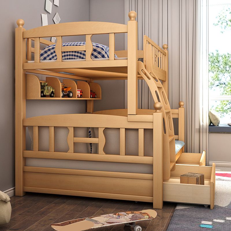 Natural Beech Bunk Bed Modern Bedroom Bunk Bed with Footboard