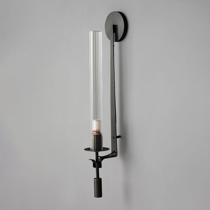 Geometric Wall Lighting Simplicity Metal 1 Light Rustic Wall Sconces in Black