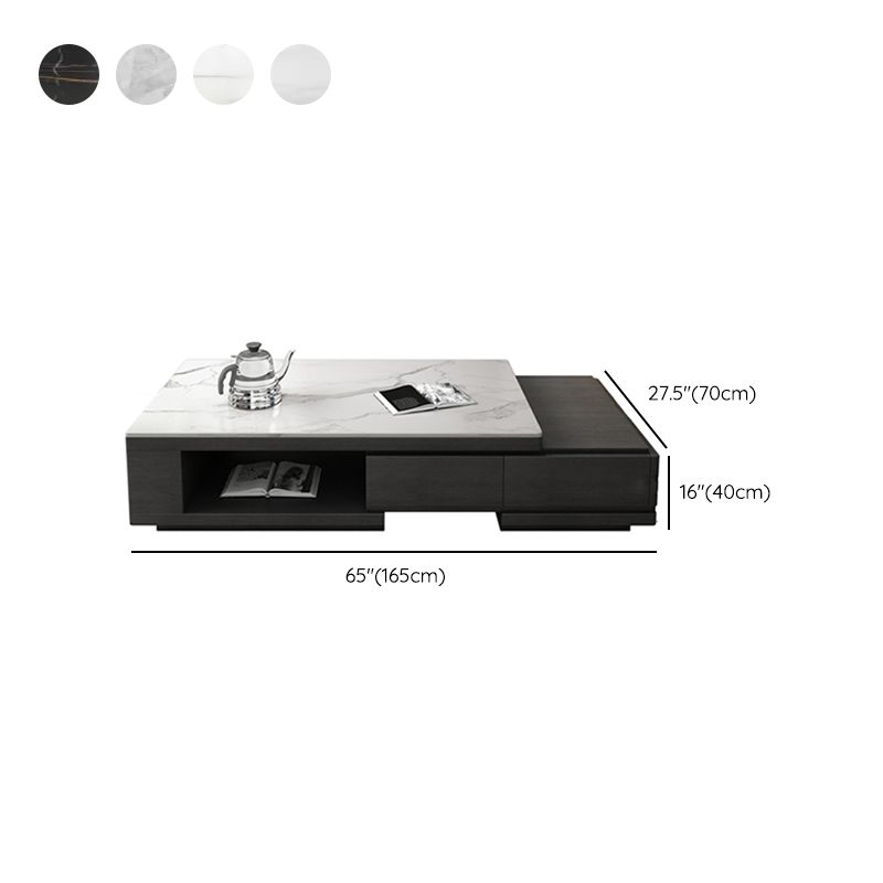 Single Coffee Table Slate Rectangular Coffee Table with Shelf