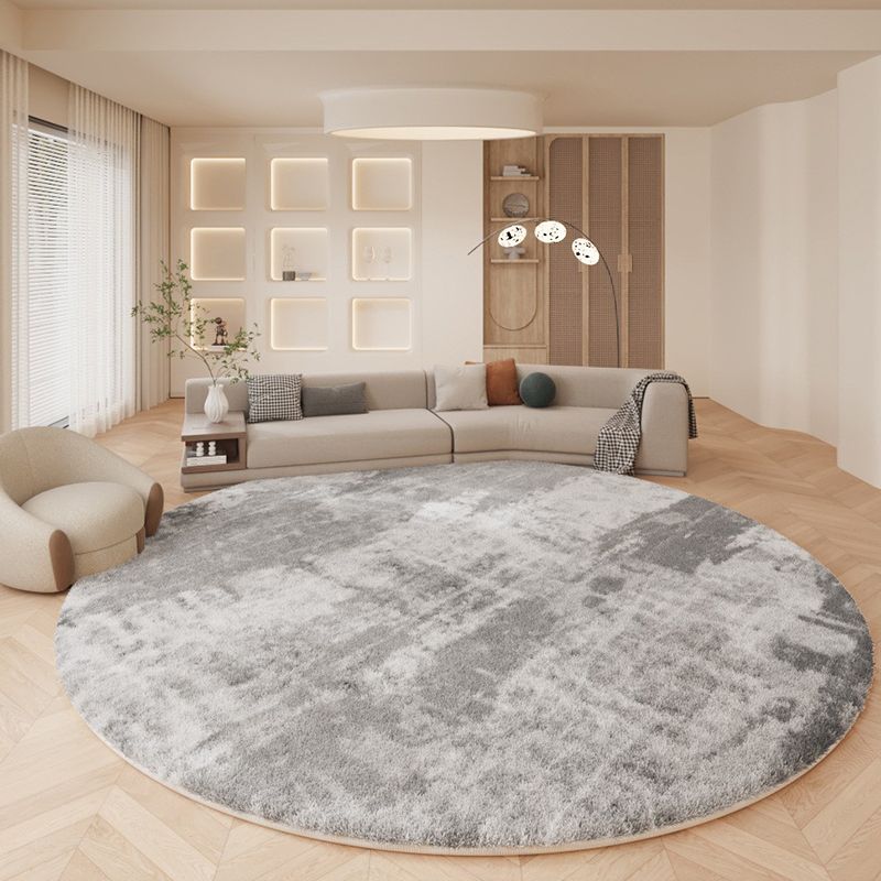 Abstract Print Pet Friendly Lambswool Modern Round Living Room Area Rug