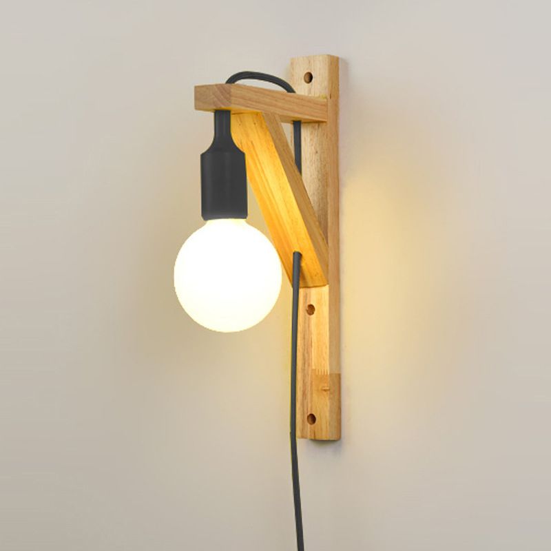Modern Wall Light Fixture Wood 1 Light Wall Mounted Lighting for Living Room