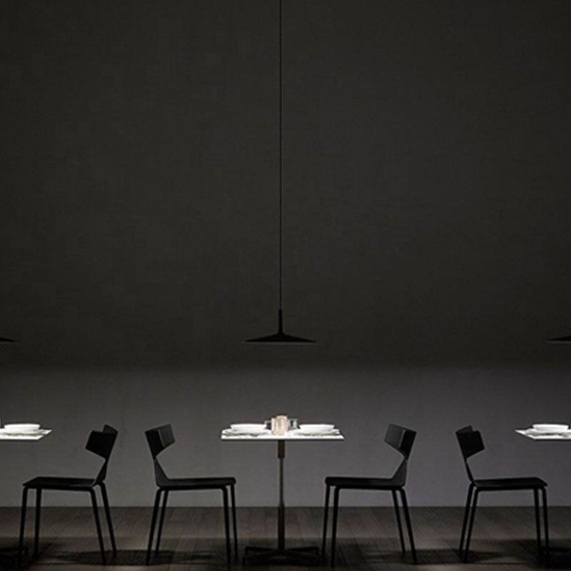 Minimalist Indoor Pendant Light, Metal Flat Shade LED Pendant Lighting