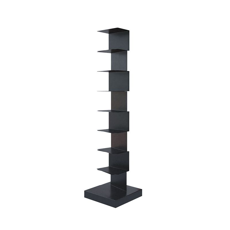 Black Contemporary Corner Bookshelf geschlossenes vertikales Stahlregal geschlossen