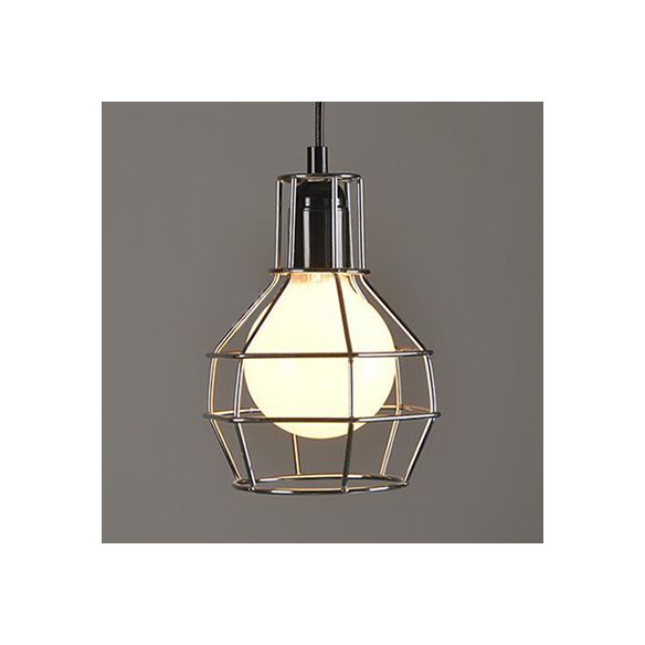 Globe Coffee Shop Hanging Lamp Loft Retro Metallic 1 Head Gold/Silver Finish Pendant Light armatuur met draadframe