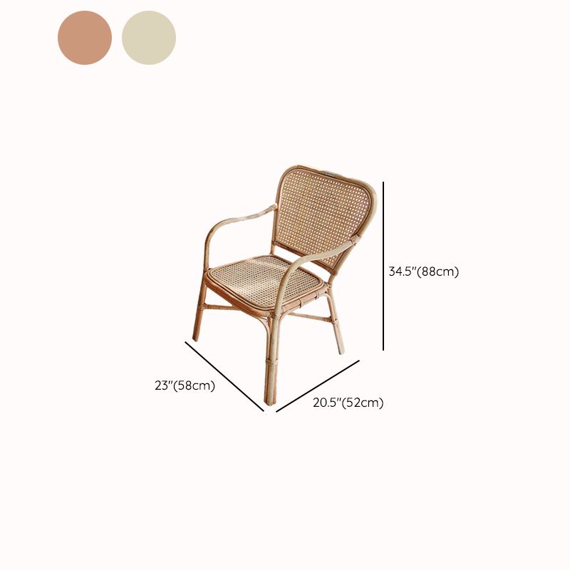20" Wide Tropical Rattan Dining Armchair Natural Outdoor Chair