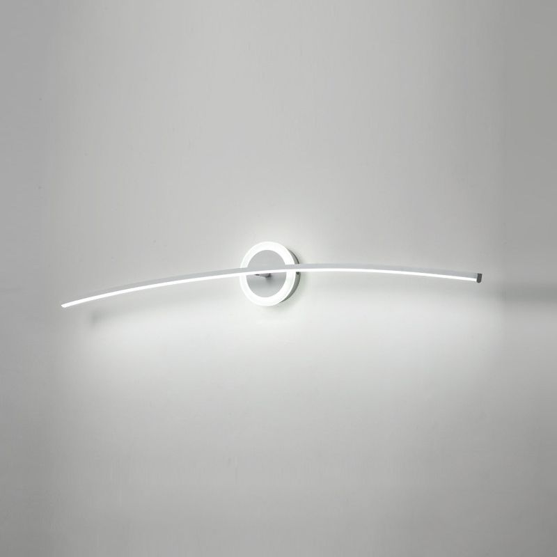 Metal Slim Wall Vanity Light Modern Style 1 Light Vanity Lighting Ideas in White