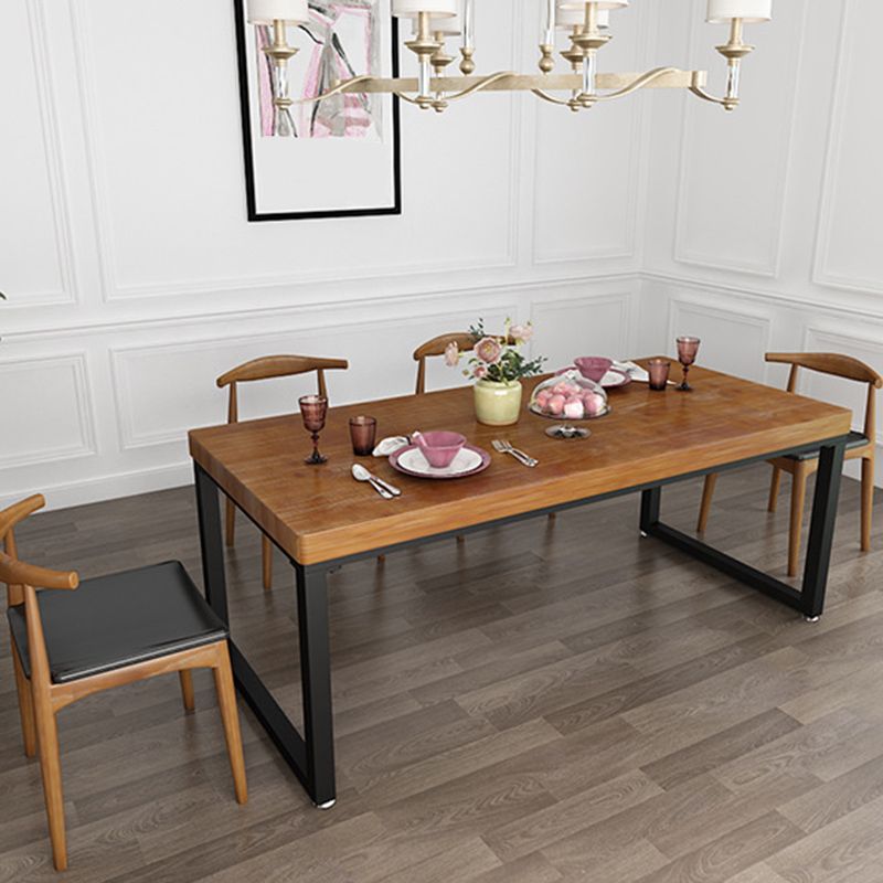 Industrial 1/2/5 Pieces Furniture Solid Wood Rectangle Dining Room Set in Brown