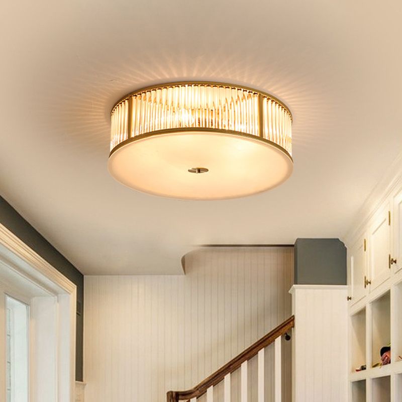 Eenvoud Drum Inbouwverlichting 4/5/6-kops Kristallen staafplafondlamp in goud