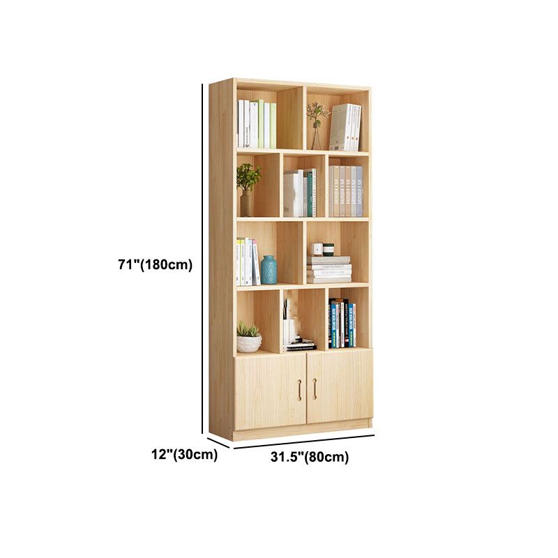 Scandinavian Vertical Standard Bookshelf Natural Pine Wood Bookshelf for Home