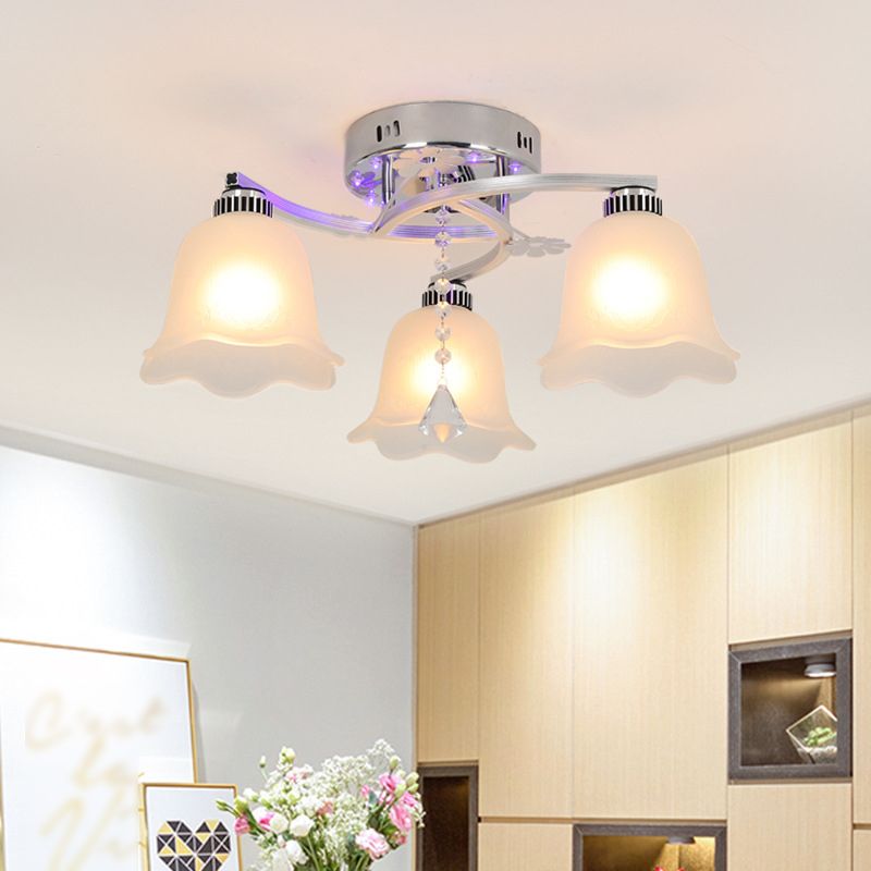 Modern 3 Lights Ceiling Lamp Chrome Finish Flush Mount Light for Bedroom