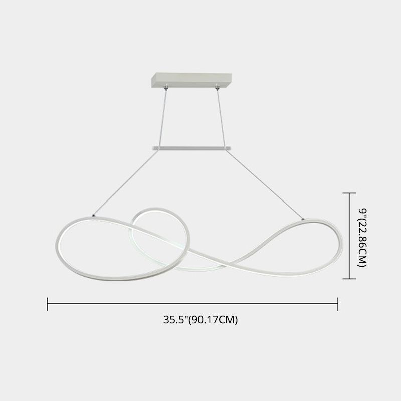 LED Strip Island Light Fixture Minimalist Metal Dining Room Linear Pendant Lighting