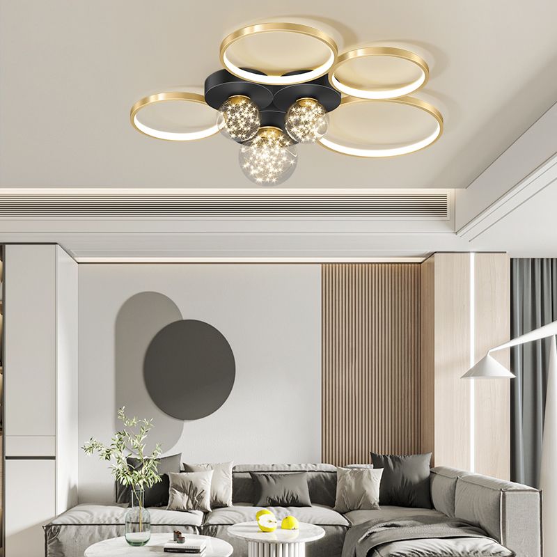 Nieuwe Moderne LED Metalen Flush Licht 1-Licht Zwart Flush Mount Plafond Licht voor Woonkamer