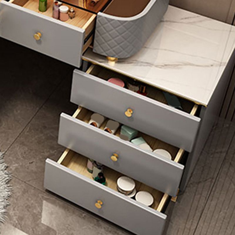 Glass Makeup Counter 15.74" Wide Vanity Tables with 5 Storage Drawers