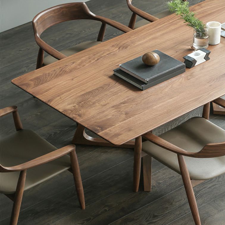 Rectangle Dining Table with Double Pedestal Modern Pine Wood Table for Restaurant