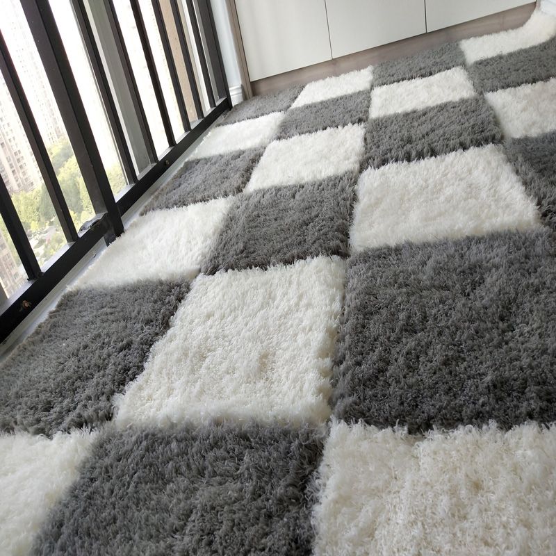 Modern Carpet Tiles Square Color Block Shag Interlocking Carpet Tiles