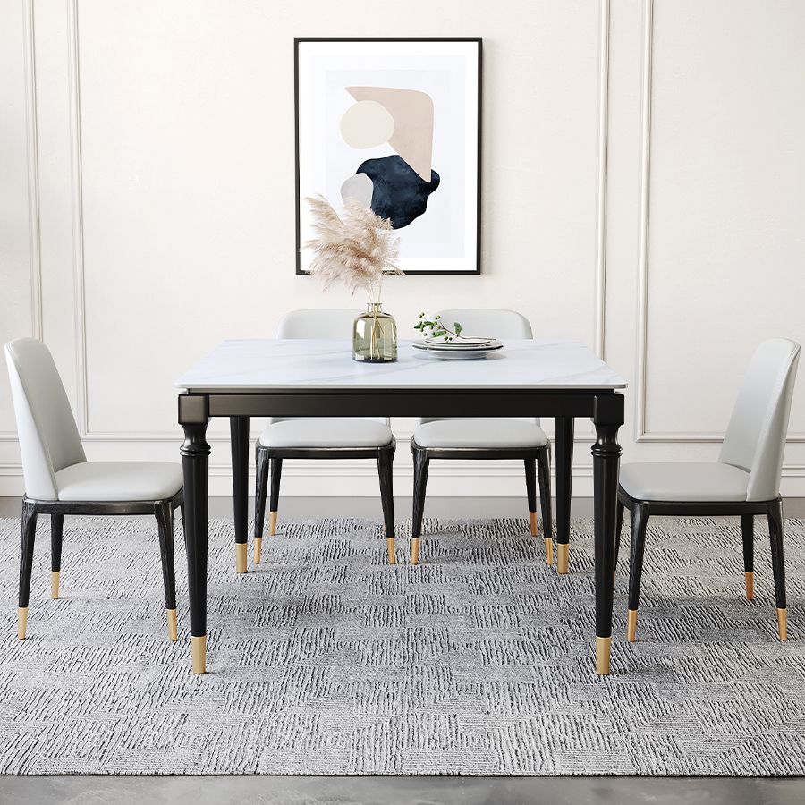 Stone Dining Site Table Industrial Style 4 Legs Dining Table for Kitchen Home