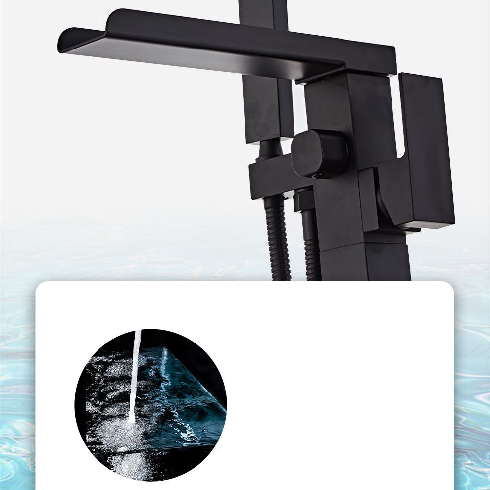 Floor Mounted Waterfall Freestanding Tub Filler Single Handle Freestanding Tub Filler Trim