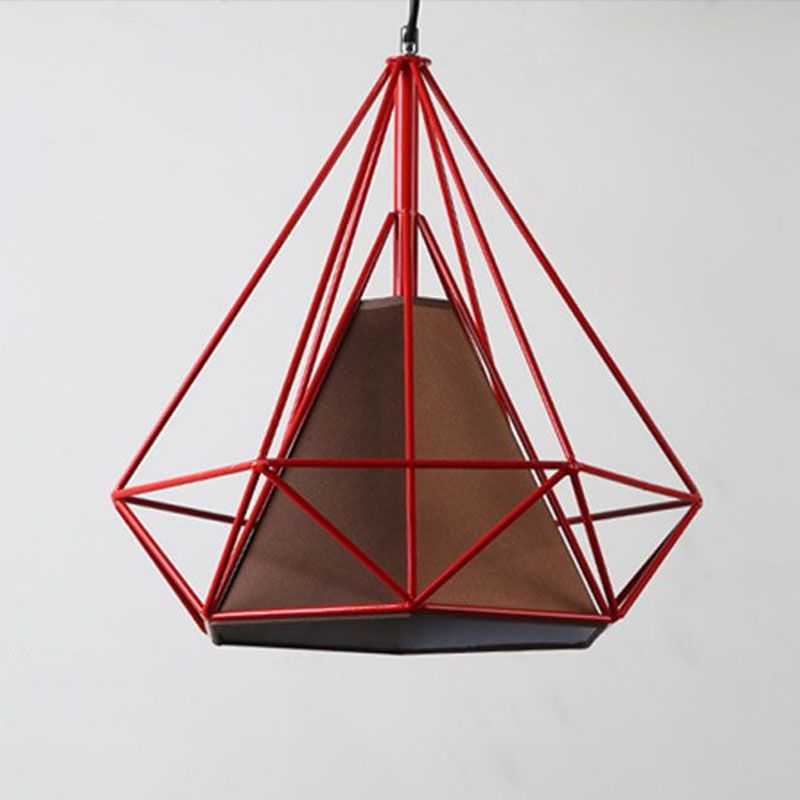 Simplicity Diamond Frame Hanging Light 1 Bulb Iron Pendant Lighting Fixture for Restaurant