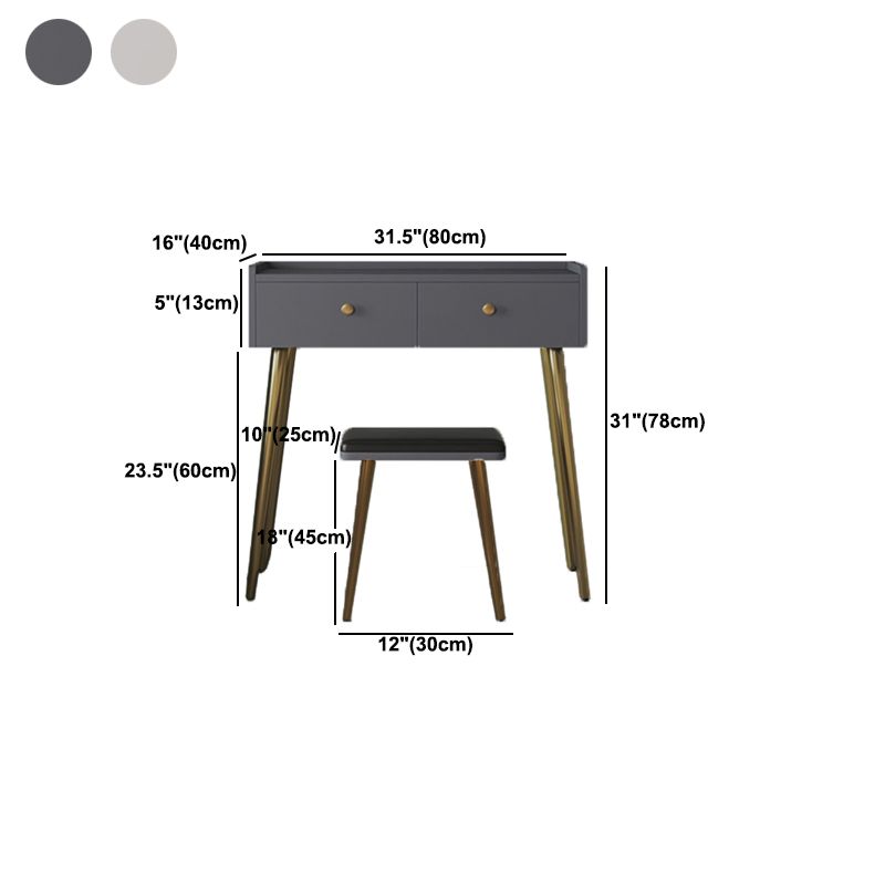 Rectangular Top Vanity Makeup Table - 30.7" Tall Vanity White/Grey Makeup Table