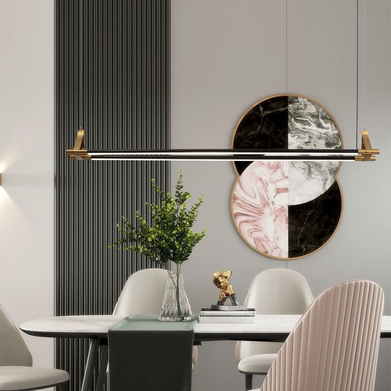 Modern Black/Golden 2-Light Kitchen Island Lighting Metal Island Pendant Lighting