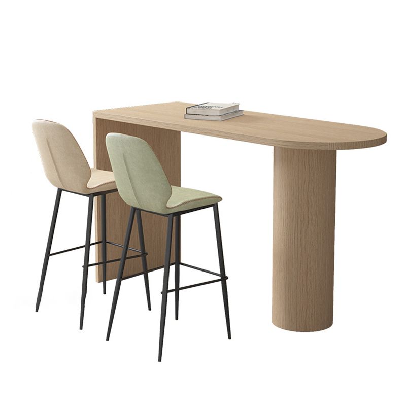 Contemporary Wood Bar Table Bistro Bar Desk with Double Pedestal