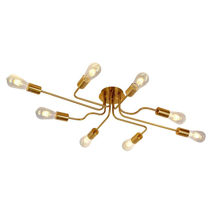 Blote Lamp Spider Plafond Licht Retro Style Iron Multi Light Living Room Flush-mount Suspension Light in Gold