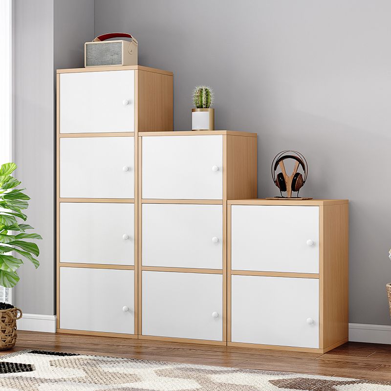 Modern Engineer Wood Bookshelf Closed Back Bookcase with Door for Home Office