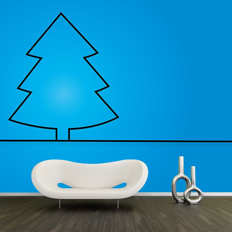 Christmas Tree Mural Contemporary Illustration for Children Room Decoration