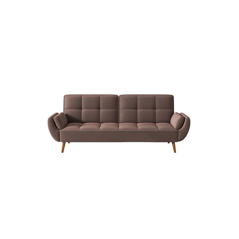 Contemporary Faux Leather and Velvet Reclining Convertible Settee Couch