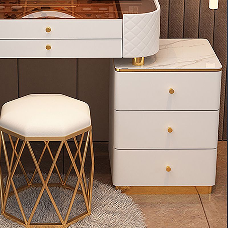 Glam Makeup Vanity Set Glass Top Vanity Dressing Table with Drawers