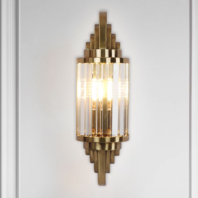 Crystal Crystal Cylinder Mincace Lumière moderne 1 Bulbe en laiton Flush Mount Murce pour le chevet
