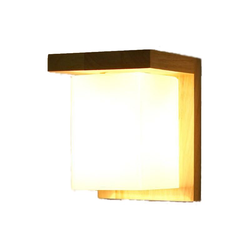 Modern Style Square Sconce Light Fixtures Wood 1 Light Wall Mounted Lighting
