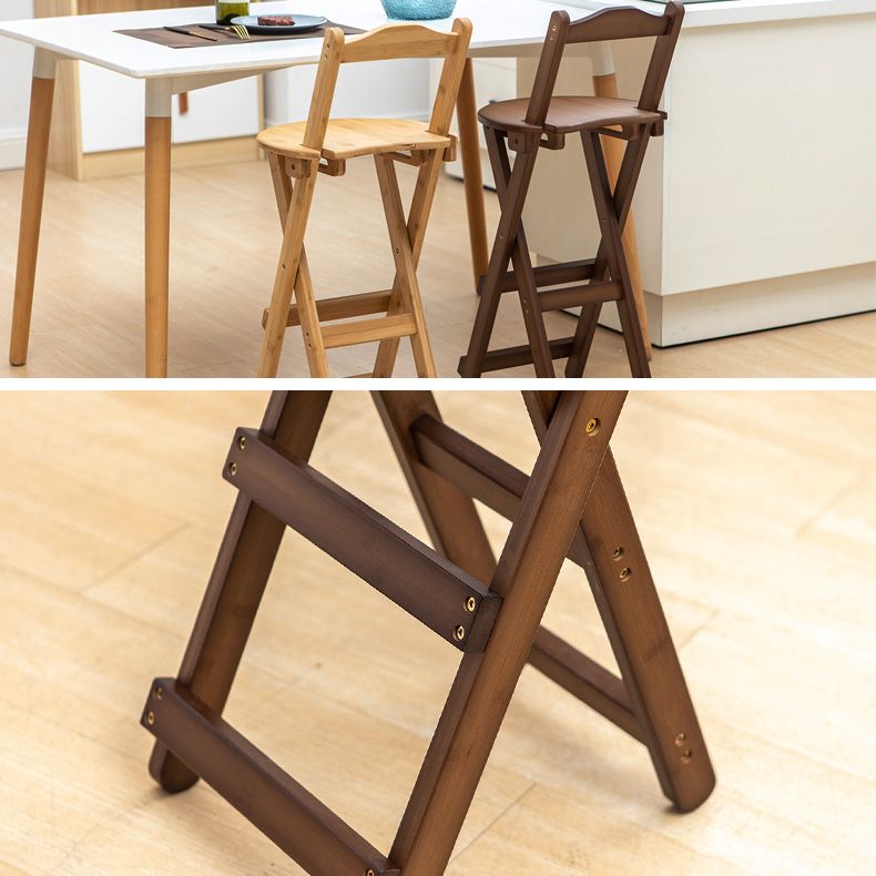 Modern Folding Armless Counter Stool Wood Living Room Bar Stool with Footrest