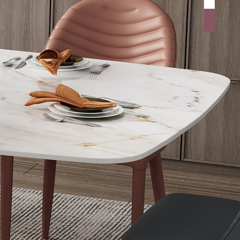 1/4/6/9 Pcs Dining Chairs Set White Rectangular Dining Set with Leather Chairs