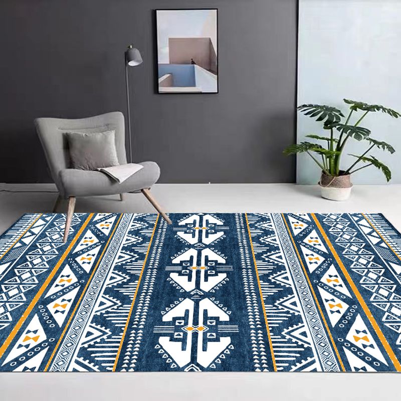 Traditional Area Rug Tribal Print Retro PVC Carpet Anti-Slip Indoor Rug for Living Room
