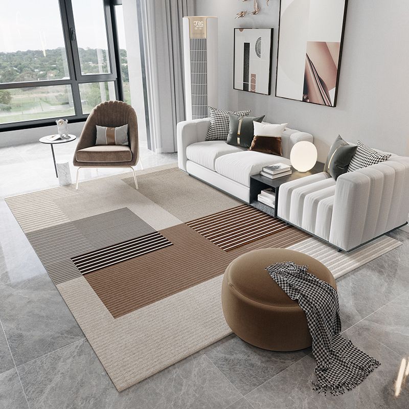 Pink Simplicity Carpet Polyester Color Block Carpet Stain Resistant Carpet for Drawing Room