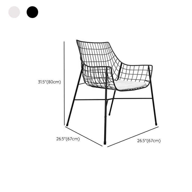 Iron Dining Side Chair with Water Repellent Finish Cushion Modern Dining Side Chair