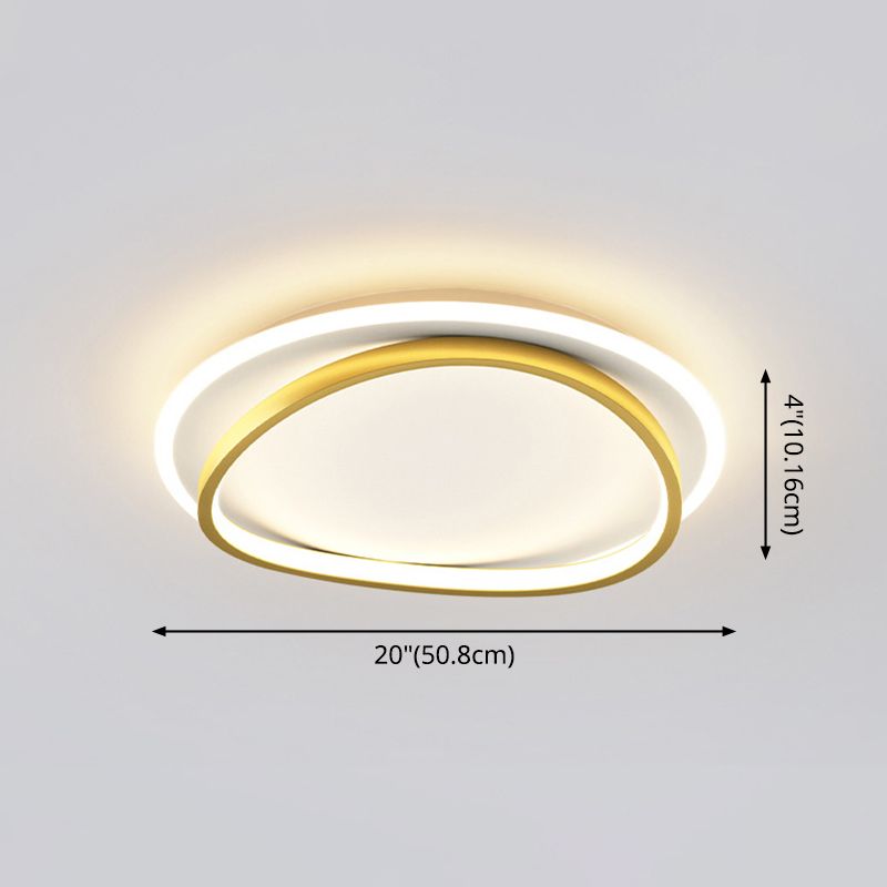Modern Minimalist Double Round Flush Mount Light Metal LED Bedroom Flush Ceiling Light
