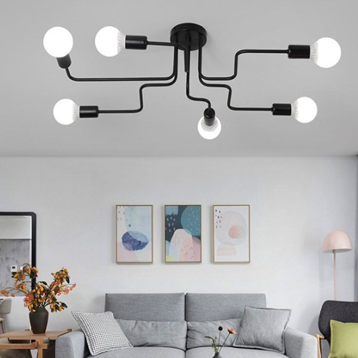 Montura de Enredo Negro de Enredo Semivaciado de Luz Minimalista Industrial Minimalista