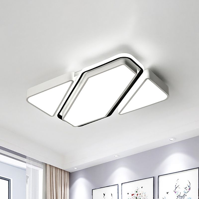Gespleißte rechteckige LED-Deckenleuchte, modernes Metall, weiße Wohnzimmer-Deckeneinbauleuchte mit Acryl-Diffusor, 25,5"/37,5" B