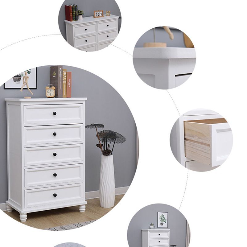 13.8" W Vertical Chest Solid Wood White Storage Chest with Drawers